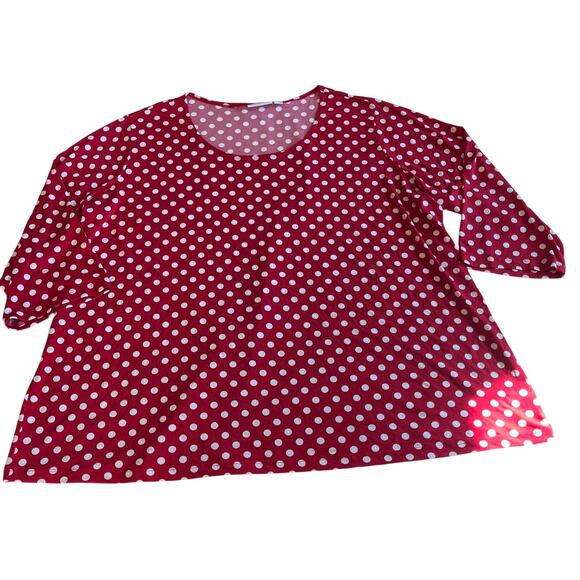 Red Polka Dot Top Plus Size 3X Stretch Casual Comfort - Picture 1 of 6